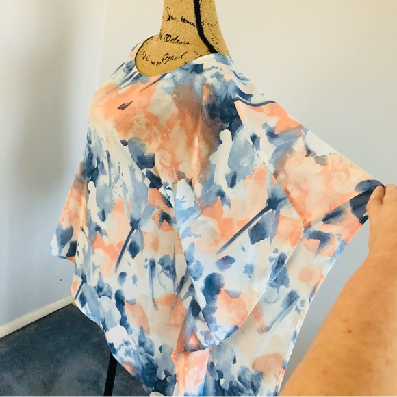 Chicos sheer asymmetric hem blouse over top Sz S/M - Picture 5 of 16